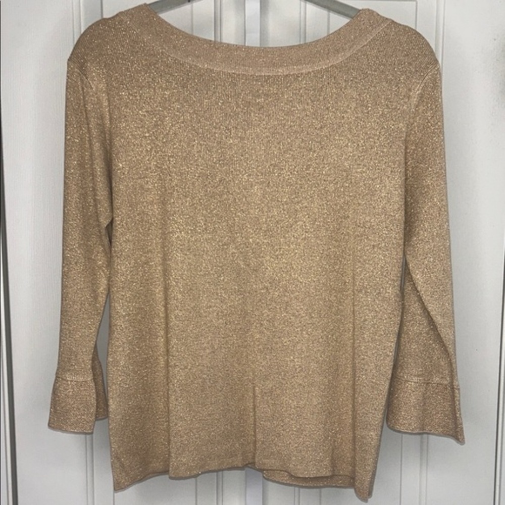 Joseph A Sparkling Beige Sweater Silk and Metallic blend New With Tag Size XL